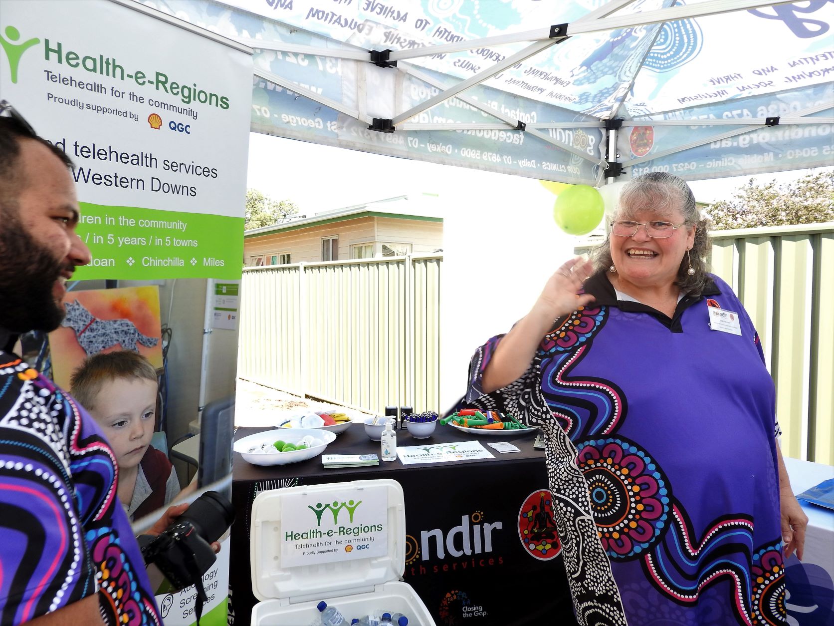 Health-e-Regions booth at the event with Goondir Health Services Allied Health & Specialist Coordinator Debra Robinson.